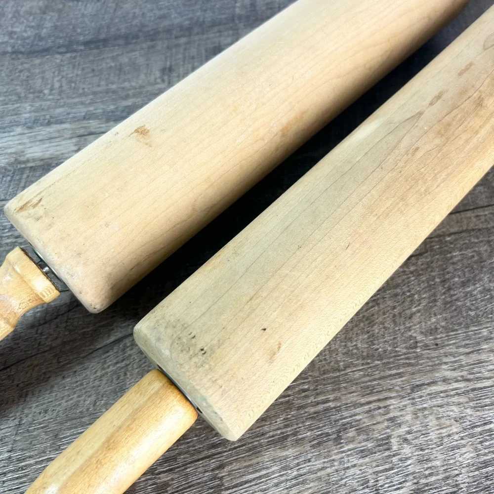 Two Vintage wooden Rolling Pins farmhouse collect‎ decor staging